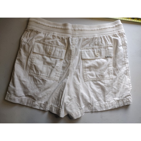 Orvis Women's M Casual Linen Blend Shorts White Drawstring Pockets - Picture 2 of 6